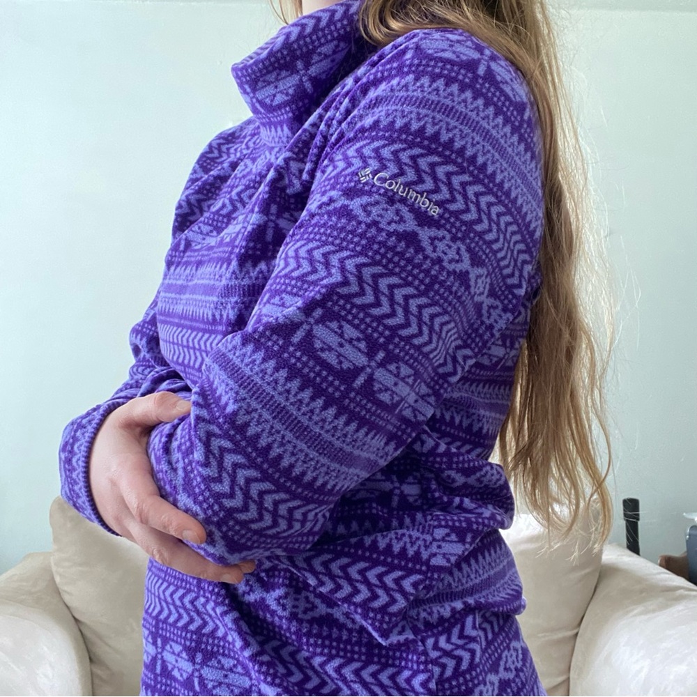 Columbia Glacial Fleece Turtleneck Purple Patterned Size M